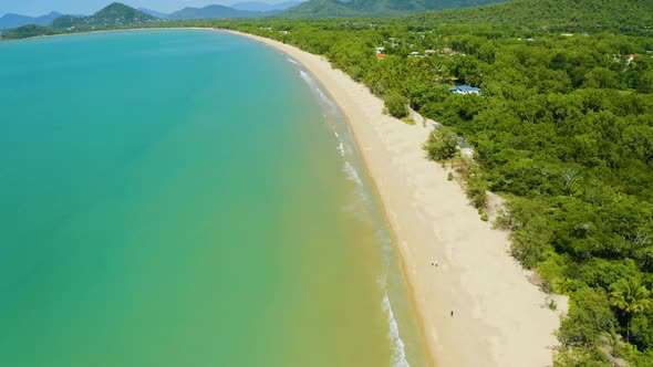 Aerial, Beautiful View On Huge Sand Beach And A Coastline In Queensland, Australia