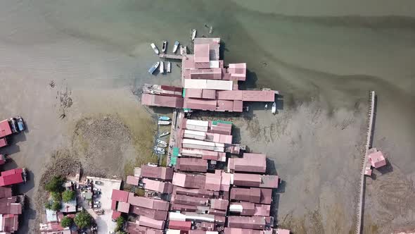 Aerial view morning in Clan Jetty George Town