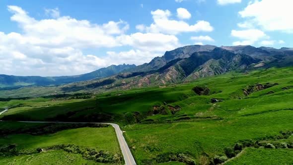 Aerial mountain road