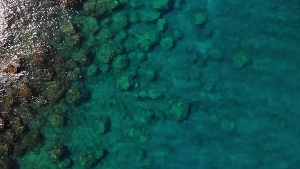 top view footage of the azure water of the mediterranean sea at anthony quinn bay on rhodes island i