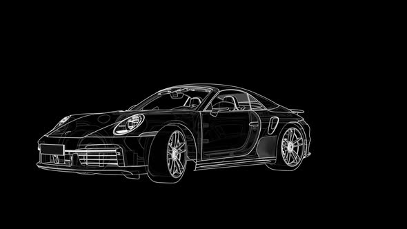 car in the outline visualization on a black background alt
