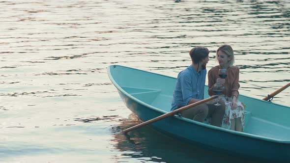 Romantic couple in a boat