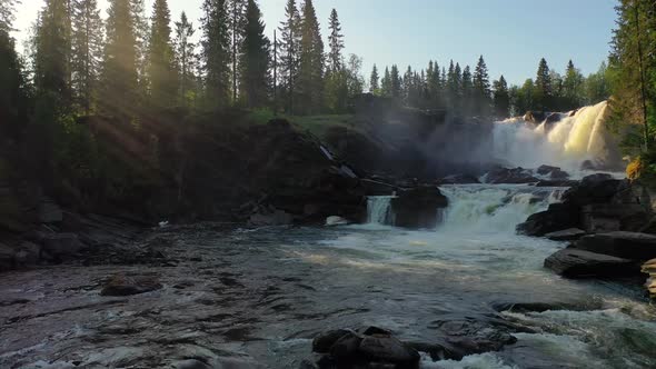 Ristafallet Waterfall in the Western Part of Jamtland