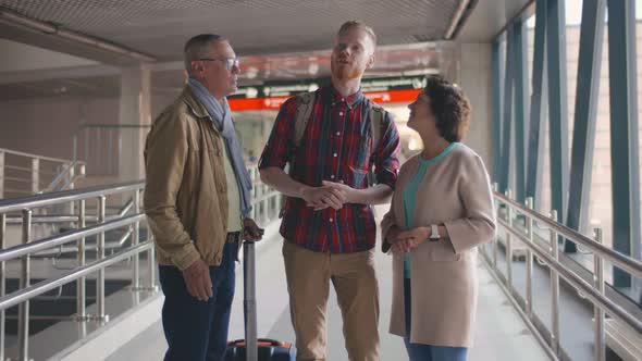 Happy Family at the Airport Flying on a Trip on Vacation. Family Travel. Holiday