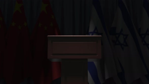 Flags of Israel and China at International Meeting