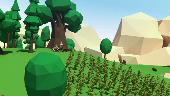 Village Farm Field 3D Low Poly Animation