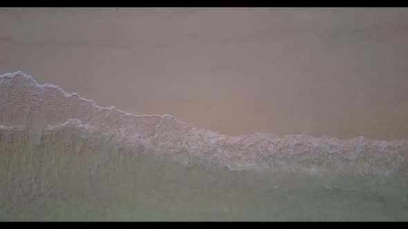 Aerial sky of relaxing resort beach journey by turquoise ocean and white sand background of a dayout