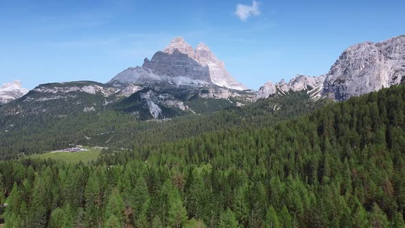 Aerial View of the Three Peaks of Lavaredo