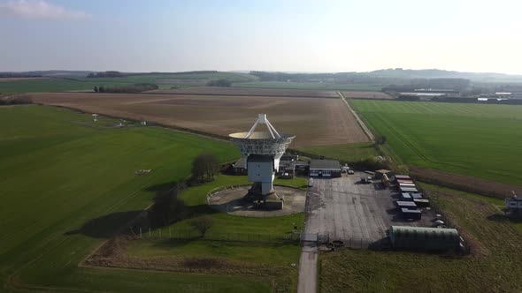 Aerial view of Chilbolton Observatory in England. Space monitoring and weather measurement device