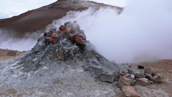 Steam Emitting From Fumarole in Geothermal Area of Hverir