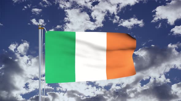 Ireland Flag Waving 4k