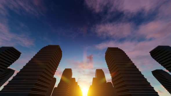 High Buildings At Sunset