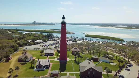 Drone flyby of the Ponce Inlet lighthouse.