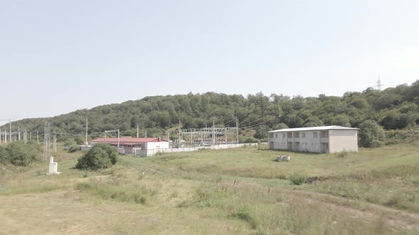 Aerial view of Traction substation of Nadarbazevi railway station, Georgia