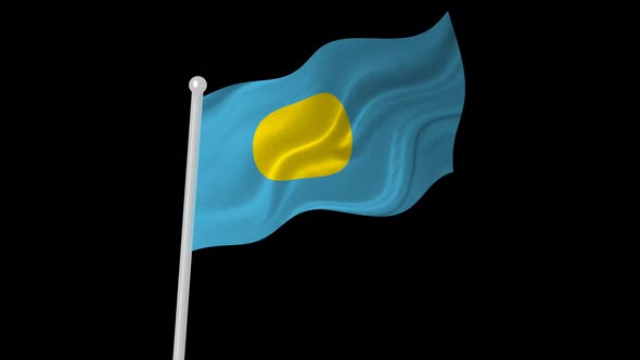 Flag Of Palau Flag Flying Animated Black Background