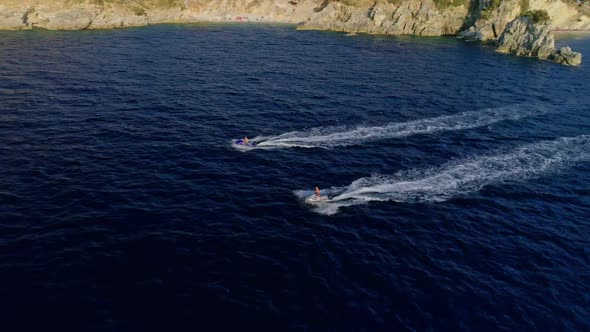 Beach on Coast of Ionian Sea in Albania View From Drone