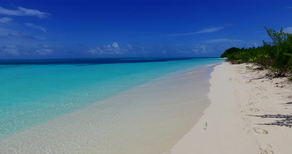 Beautiful flying island view of a white sand paradise beach and blue ocean background in best quality