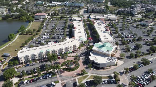 Beautiful Lakewood Ranch Mainstreet Aerial, restaurants, and shopping, in Bradenton Sarasota Florida