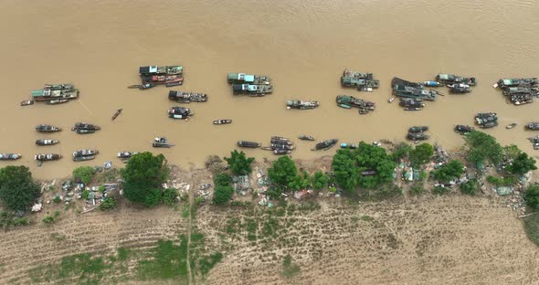 Aerial footage of landscape after flood in Guangdong,China