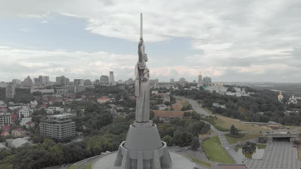 Aerial View of the Motherland Monument in Kyiv, Ukraine