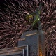 fireworks and soviet monument Rabochiy i Kolkhoznitsa, Moscow, Russia.Made of in 1937 - VideoHive Item for Sale