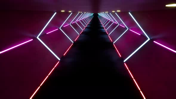 Futuristic Tunnel with Bright Neon Lights 3d alt