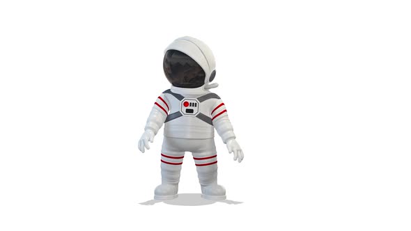 Cosmonaut Looking Around on White Background