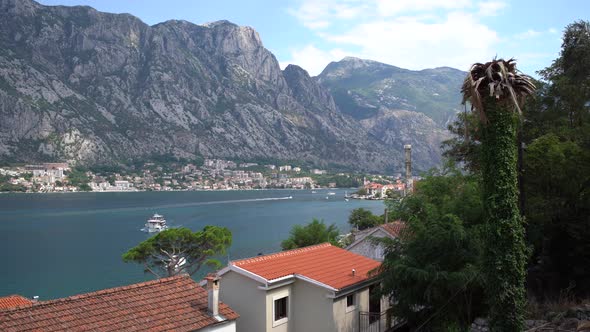 View From the Roof of the House to the Ships Sailing Along the Bay Past the Prcanj Coast