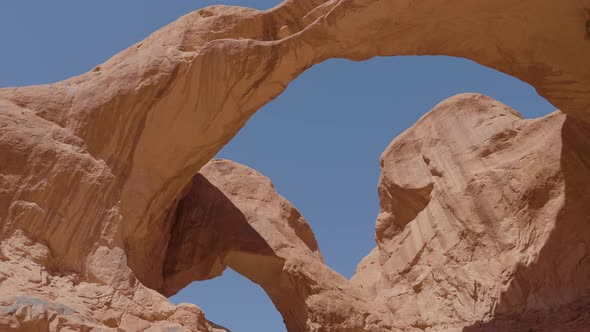Two Stone Arches In A Sandstone Rock Massif In Arches National Park Utah USA