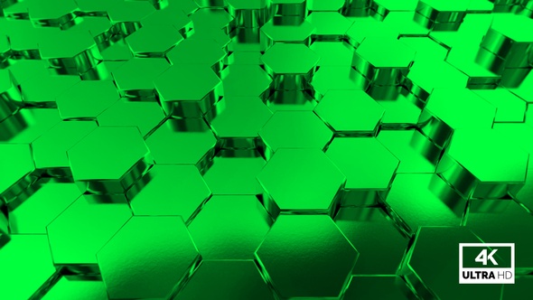 Rising & Falling Shine Green Hexagon Seamless Looping Background