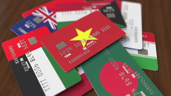 Emphasized Bank Card with Flag of Vietnam