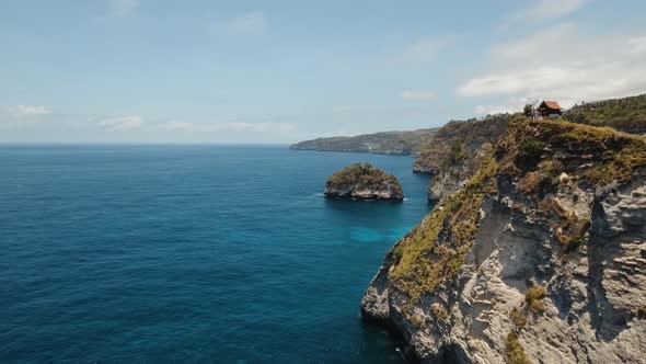 Cliffs, Sea and Waves at Nusa Penida, Bali, Indonesia