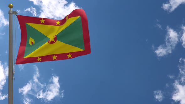 Grenada Flag On Flagpole