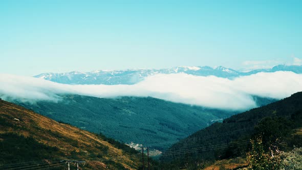 Clouds over Mountains, Norway. Timelapse