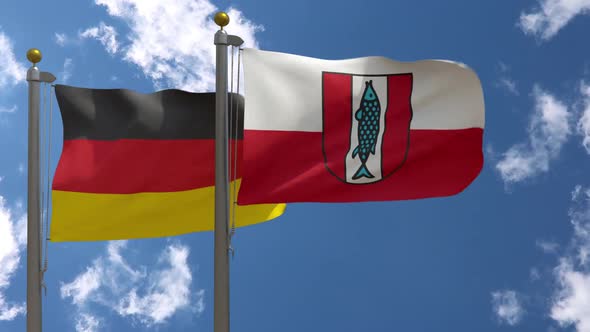 Germany Flag Vs Kaiserslautern City Flag on Flagpole