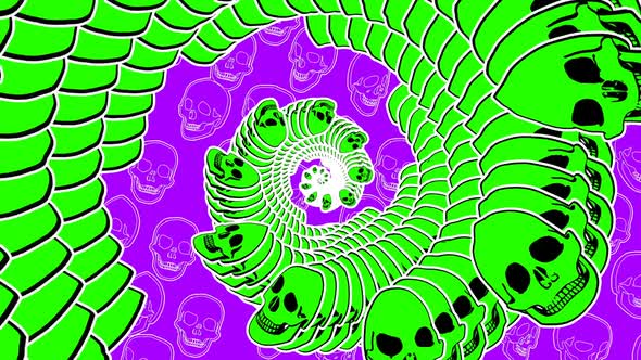 Swirl of cartoon skulls