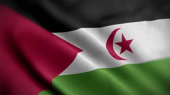 Western Sahara Flag Textured Waving Close Up Background HD