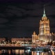 Hotel Ukraine a Stalin High Rise in Moscow Russia Night - VideoHive Item for Sale