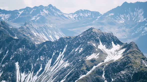 Aerial View Landscape of Mountais with Snow Covered