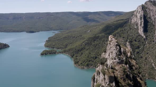 Picturesque rocky mountains near peaceful lake