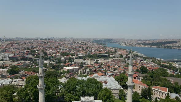 Aerial view of Istanbul near Blue Mosque