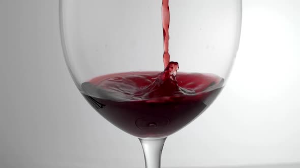 Slow Motion Shot of Red Wine Being Poured Into Glass