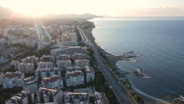 Aerial View Alanya Turkey  Resort Town Seashore