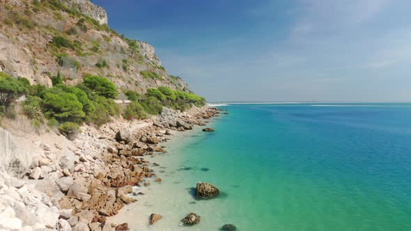 Aerial Footage of a Rocky Cliff Falling Steeply Into the Sea