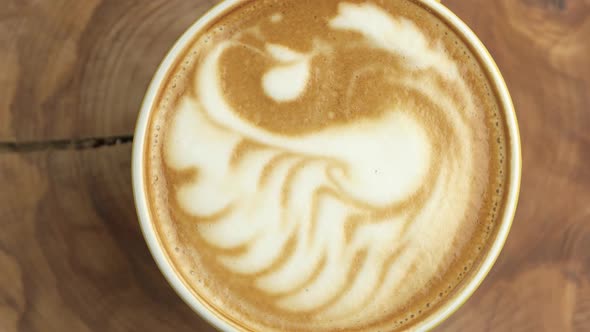 Swan Latte Art, Top View.