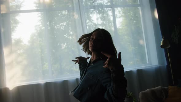 Closeup of Professional Dancer Young Woman Dancing Hip Hop in Living Room