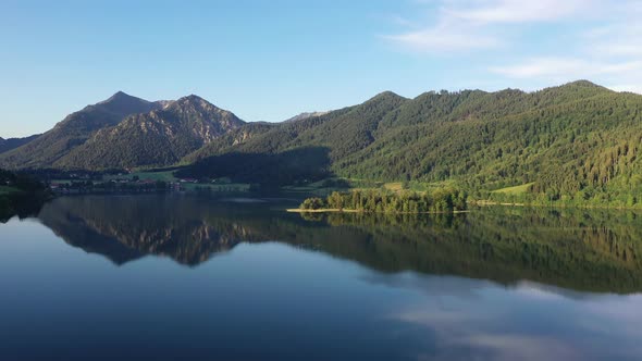 Flight over lake Schliersee, Bavaria