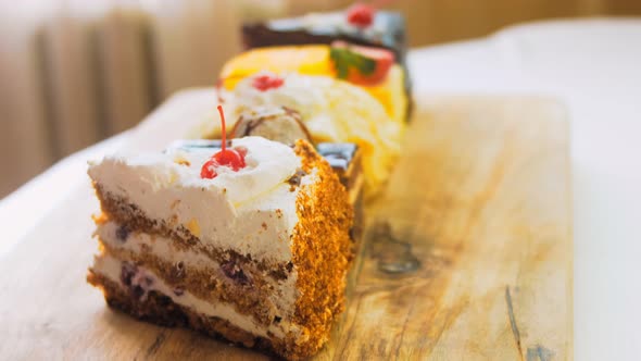 Many Slices of Cake on a Retrostyle Baking Sheet