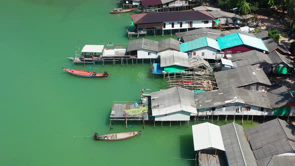 Aerial View of Ao Kram or Baan Ao Khram Fisherman Village in Chumphon Thailand