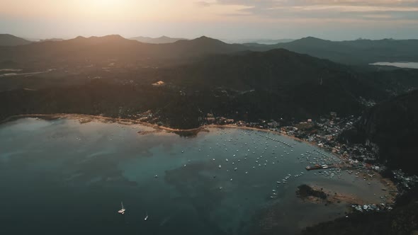 Sunrise at Ocean Harbor with Port City Aerial